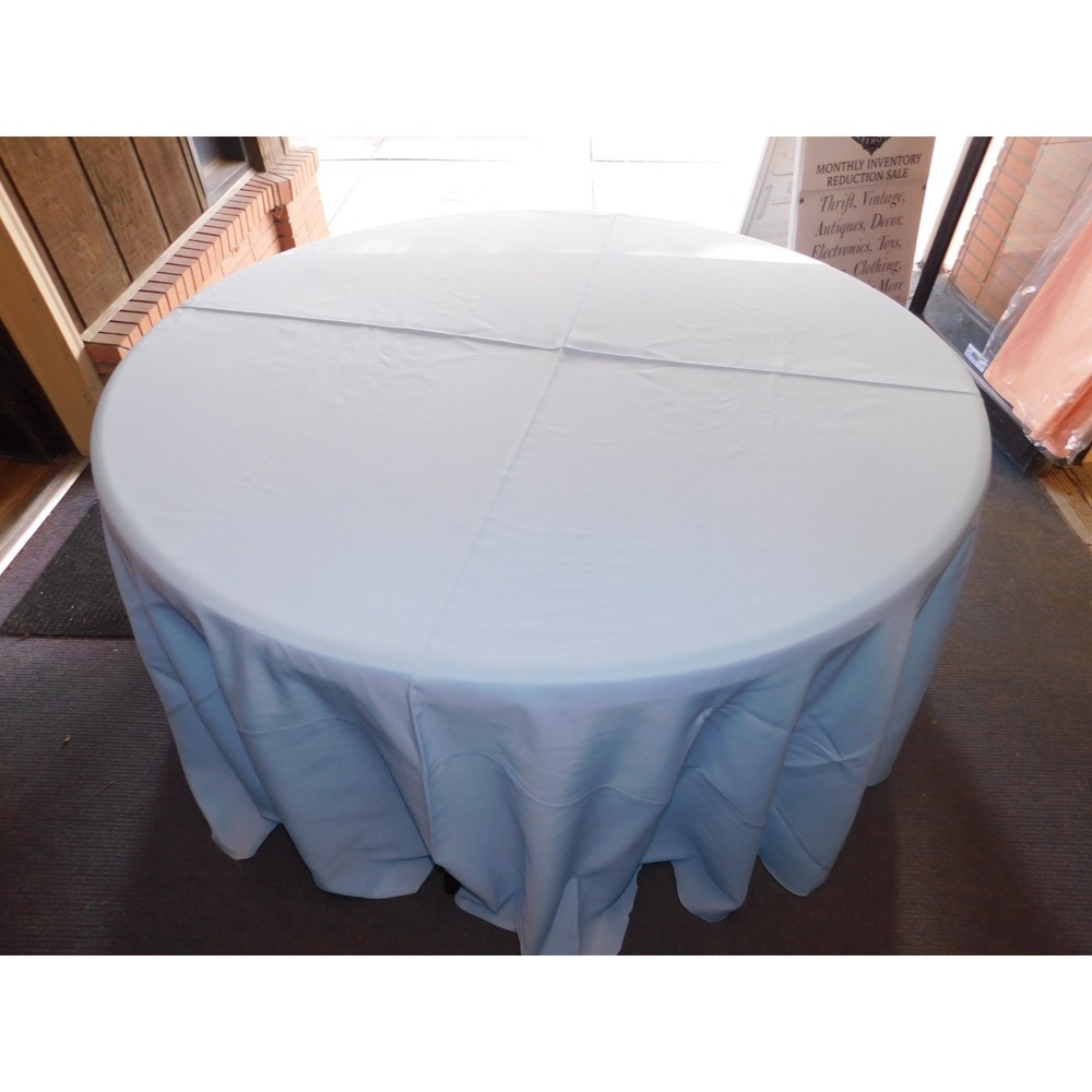 Lot of 6 120" Round Light Blue Tablecloths